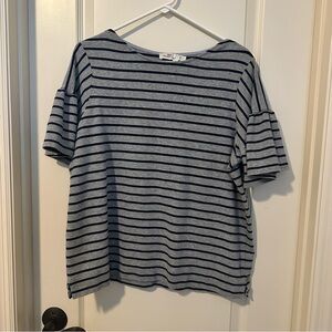 Vineyard Vines Gray Striped Short Bell Sleeve Boat Neck Top Size Large‎ Nautical